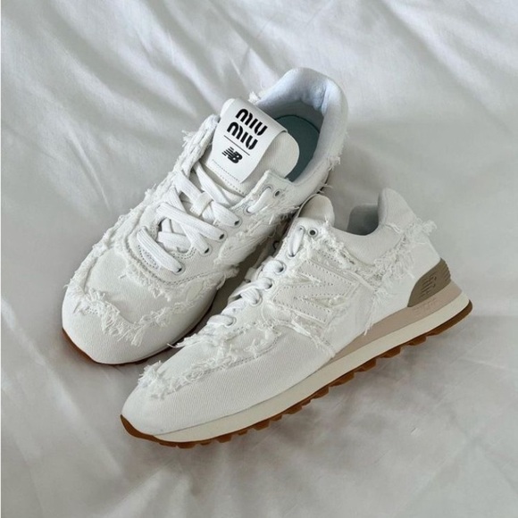 Miu Miu Shoes - Miu Miu White Frayed Sneakers